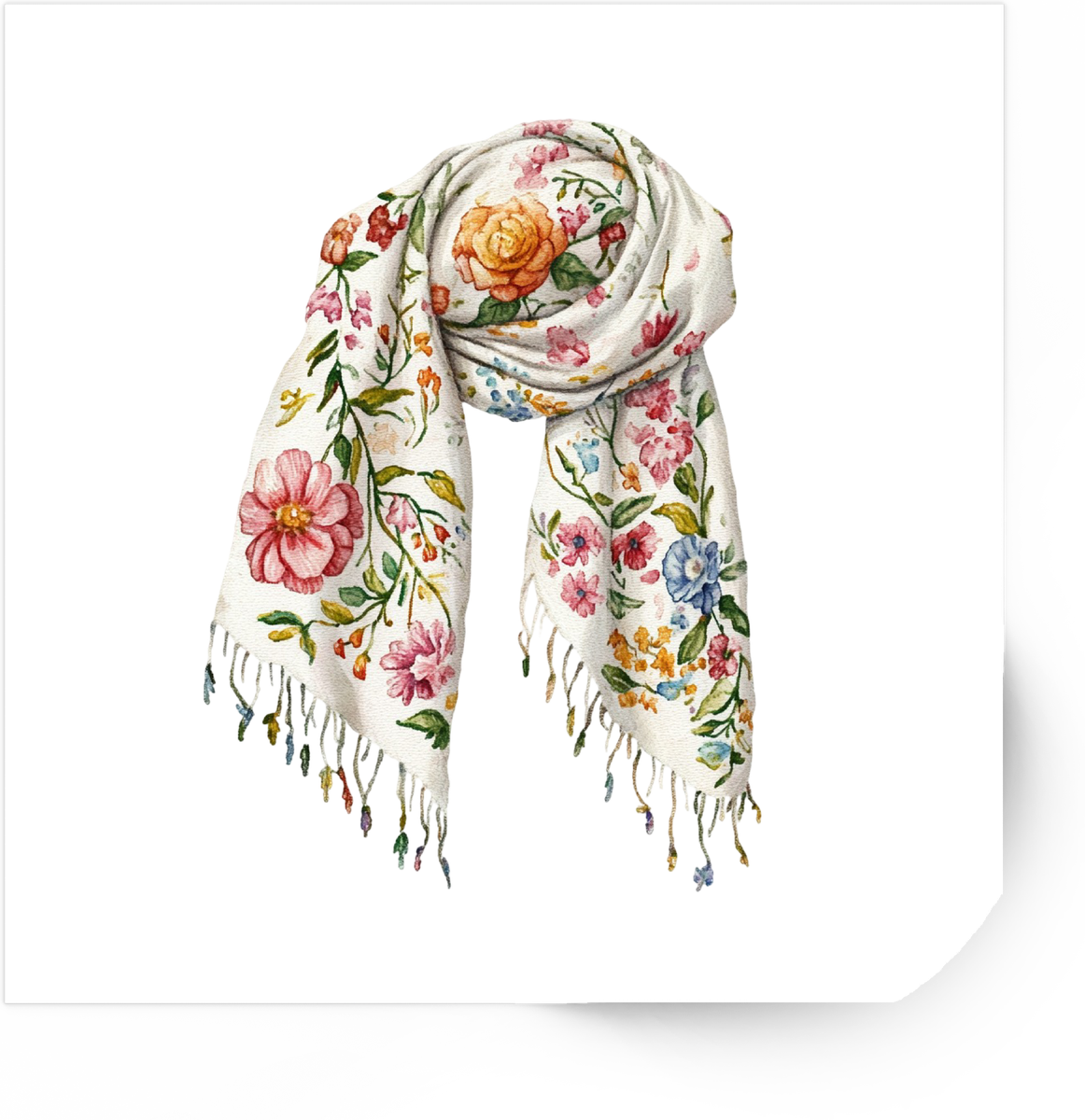 Floral Scarf Sticker | Watercolor Wildflower Wrap Vinyl Decal | Fashion Boho Gift