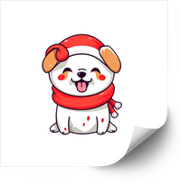 Thumbnail for Christmas White Puppy Santa Sticker | Kawaii Holiday Dog Vinyl Decal