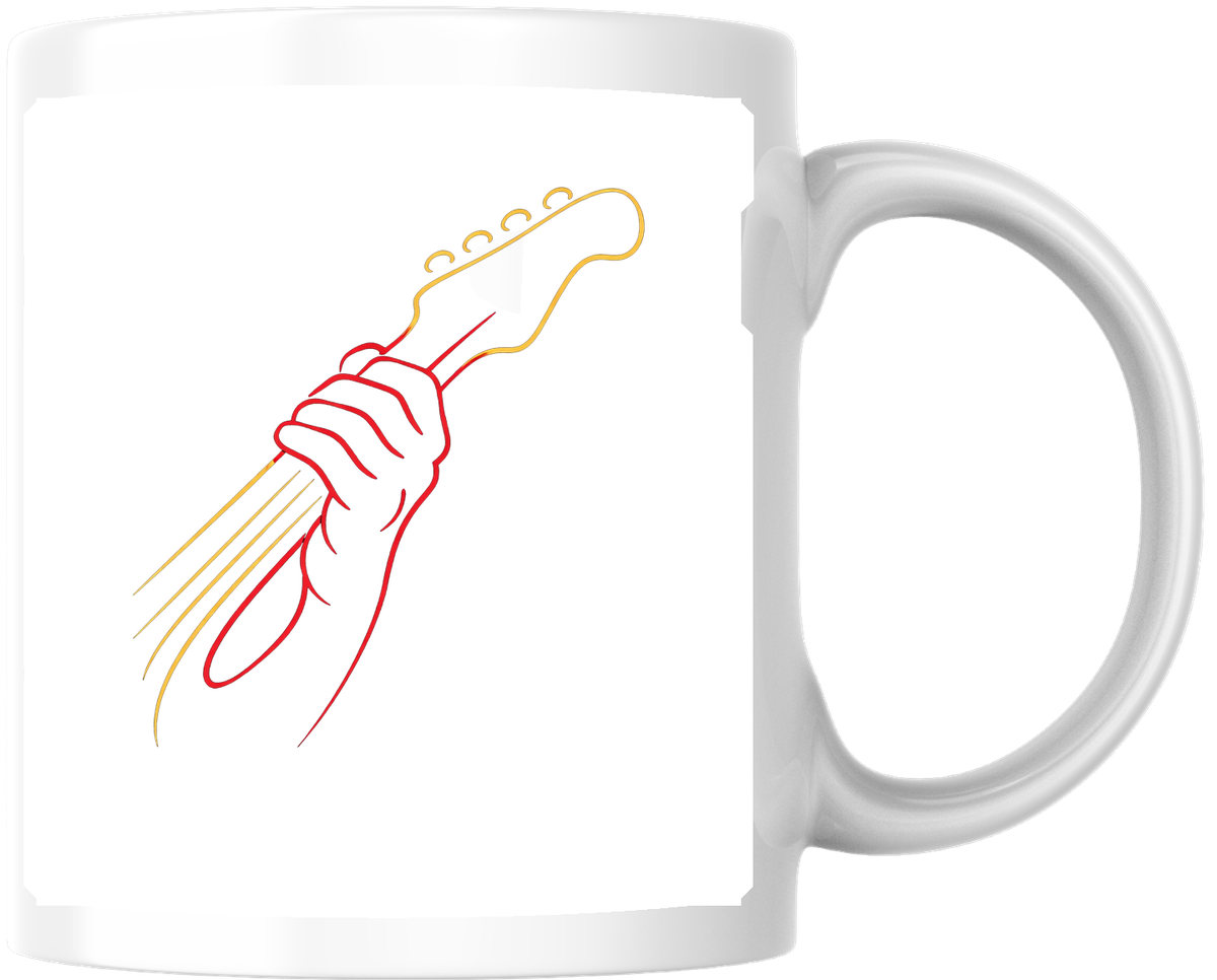 Electric Guitar Headstock Mug | Minimalist Line Art Coffee Mug | Musician Guitarist Gift