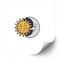 Thumbnail for Smiling Sun and Moon Sticker | Boho Celestial Harmony Vinyl Decal