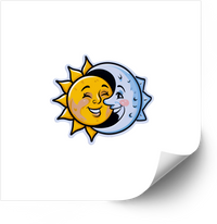 Thumbnail for Smiling Sun and Moon Friends Sticker | Retro Celestial Duo Vinyl Decal