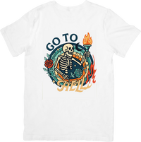 Thumbnail for Go To Hell Skeleton T-Shirt | Retro Dark Humor Graphic Tee
