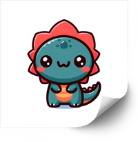 Thumbnail for Kawaii Dino Red Crest Sticker | Cute Kawaii Dinosaur Vinyl Decal