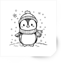 Thumbnail for Winter Penguin Sticker | Cute Hand-Drawn Snowy Penguin Vinyl Decal | Christmas Holiday Gift