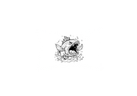 Thumbnail for Angry Fish Throw Pillow | Bold Black & White Splashing Fish Decorative Pillow | Fishing Angler Gift