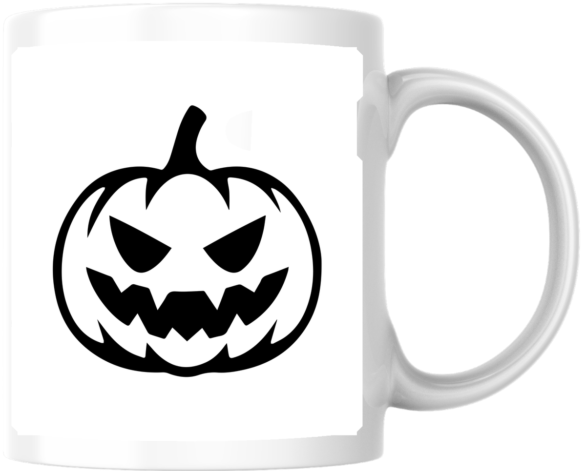 Jack-O-Lantern Mug | Spooky Black Pumpkin Face Coffee Mug | Halloween Gift