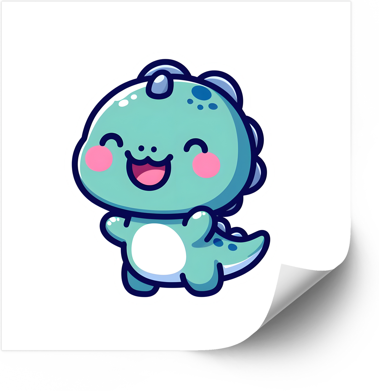 Happy Baby Dinosaur Sticker | Kawaii Smiling Dino Vinyl Decal