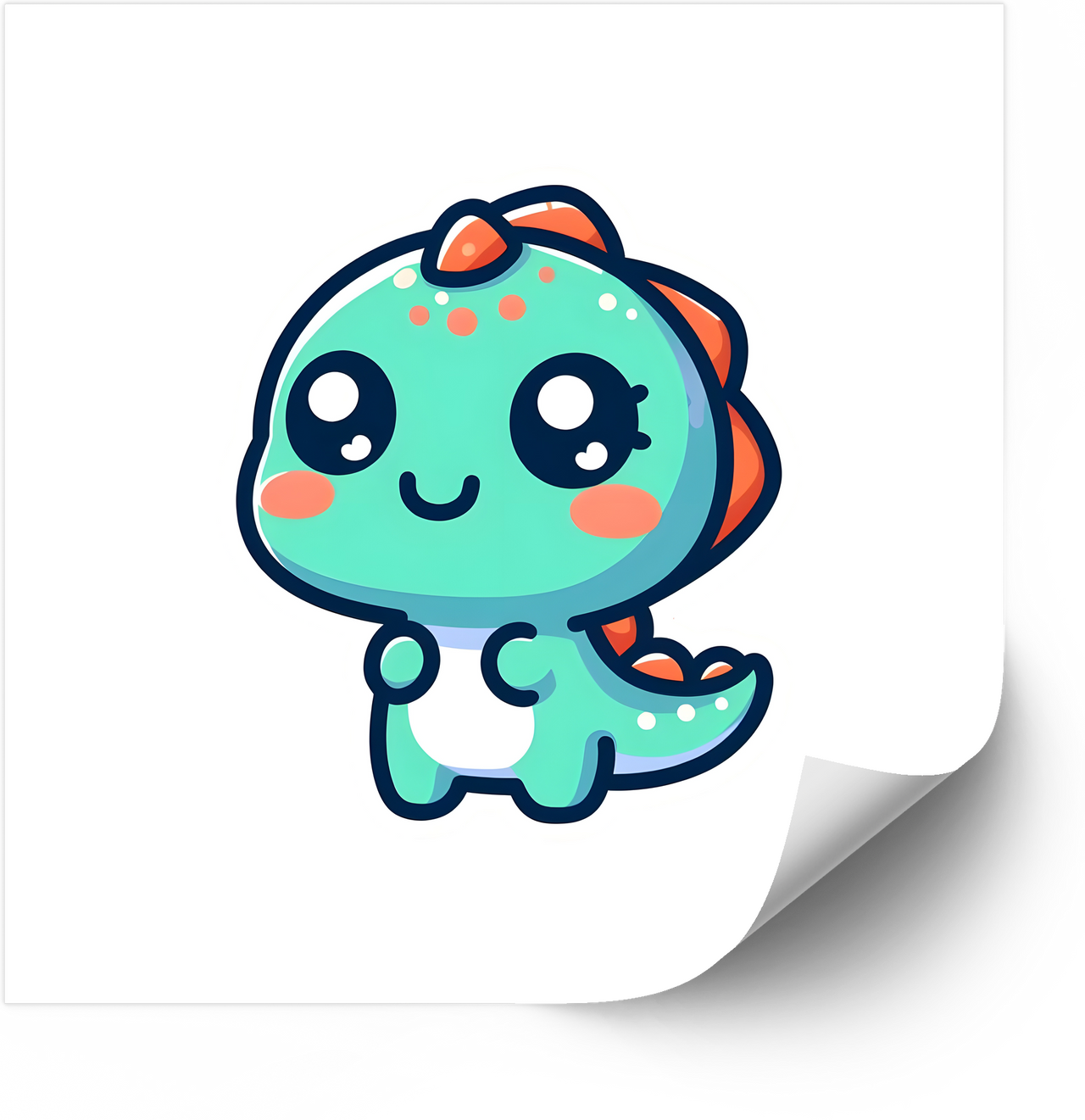 Kawaii Dino With Bow Sticker | Cute Kawaii Baby Dinosaur Vinyl Decal