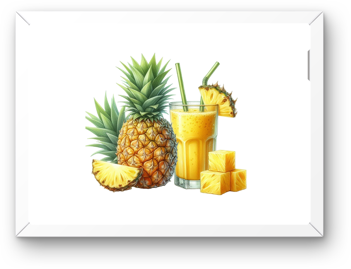 Pineapple Smoothie Wall Art | Watercolor Tropical Fruit Print | Kitchen Juice Bar Gift