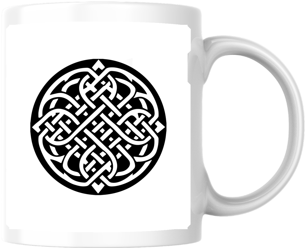 Celtic Knot Mug | Black Round Knotwork Coffee Mug | Irish Heritage Gift