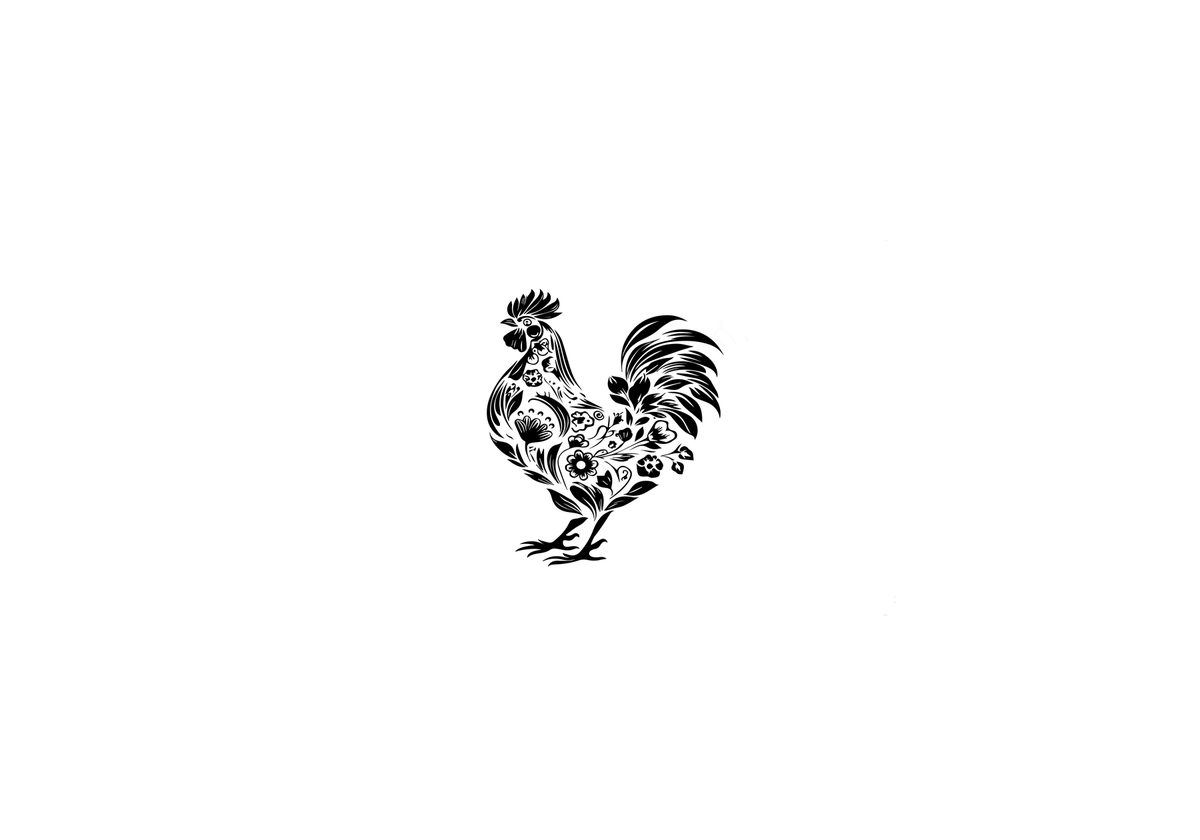 Floral Rooster Throw Pillow | Black Folk Art Decorative Pillow | Farmhouse Kitchen Gift