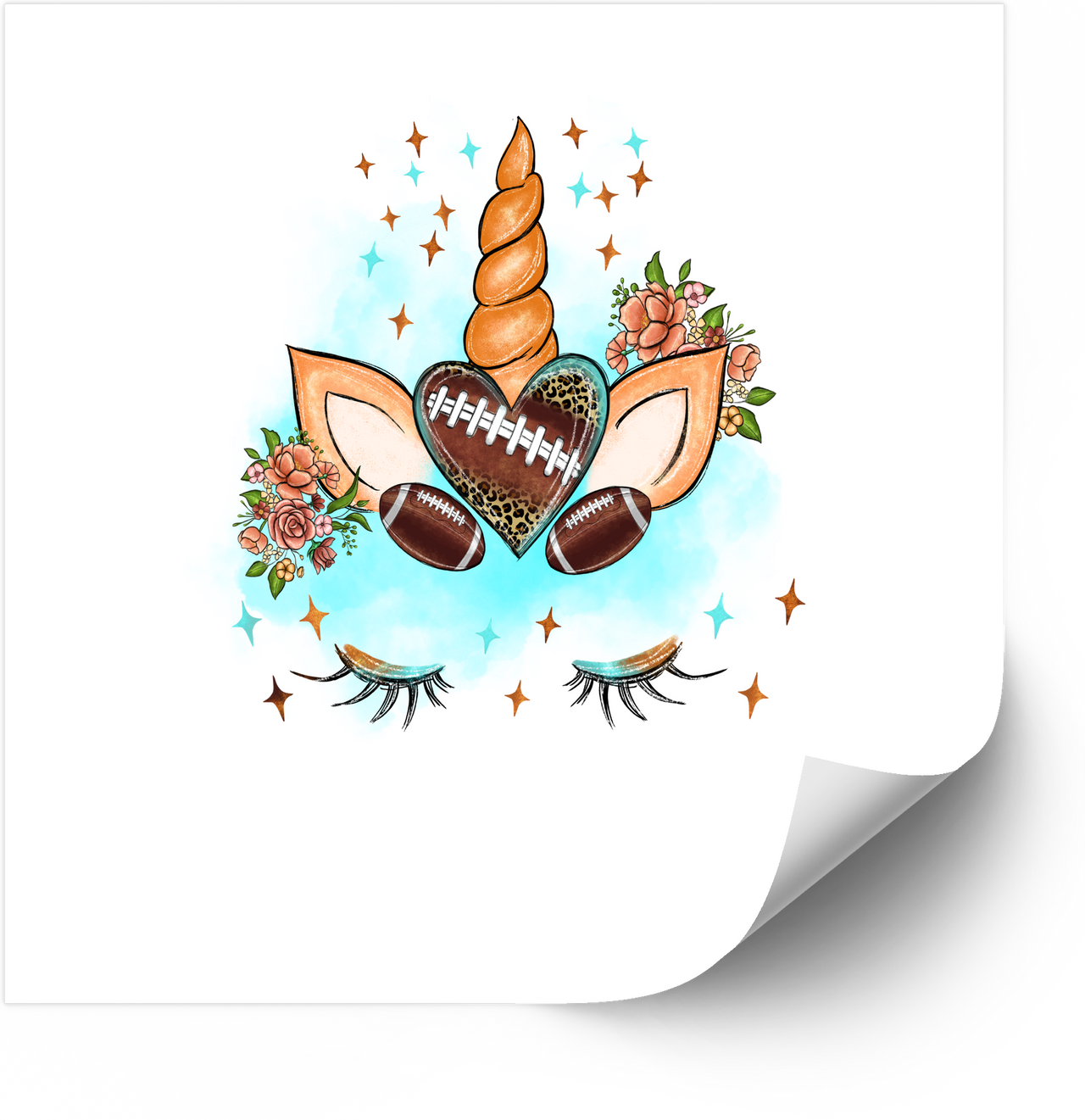 Unicorn Football Fan Sticker | Cute Boho Floral Sports Vinyl Decal