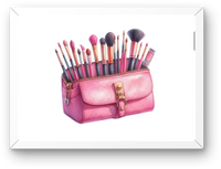 Thumbnail for Pink Makeup Brush Bag Wall Art | Watercolor Glam Cosmetics Print | Beauty Salon Gift