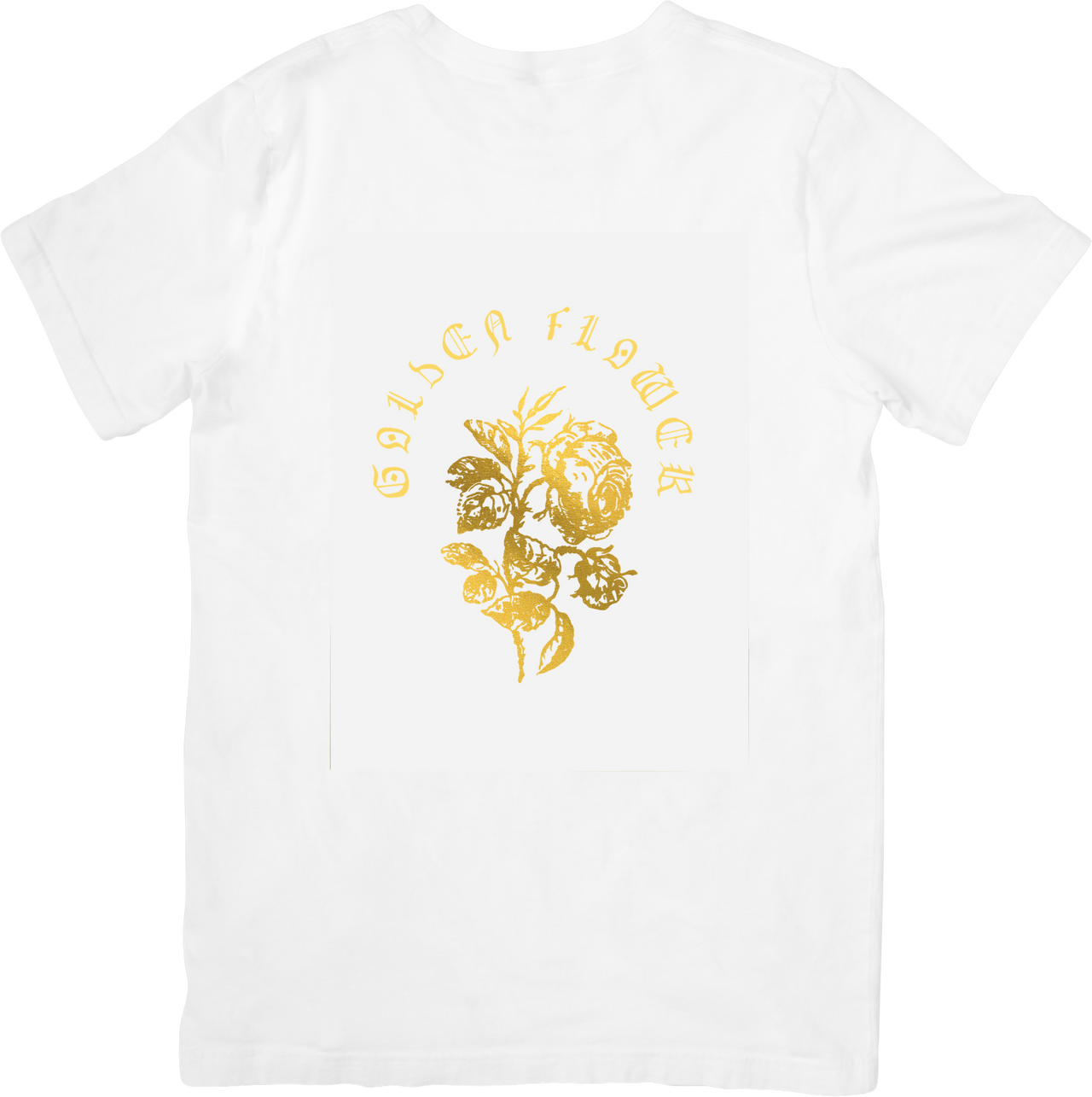 Golden Flower T-Shirt | Vintage Floral Rose Gold Graphic Tee