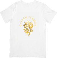 Thumbnail for Golden Flower T-Shirt | Vintage Floral Rose Gold Graphic Tee