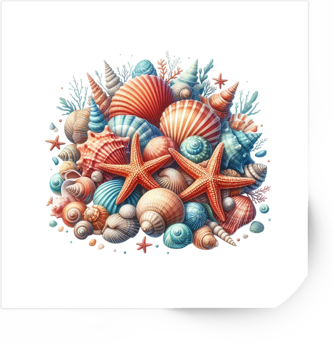 Seashell Collection Sticker | Colorful Watercolor Beach Treasure Vinyl Decal | Coastal Ocean Gift