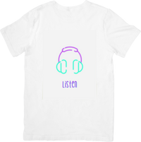 Thumbnail for Headphones Listen T-Shirt | Minimalist Y2K Music Lover Graphic Tee