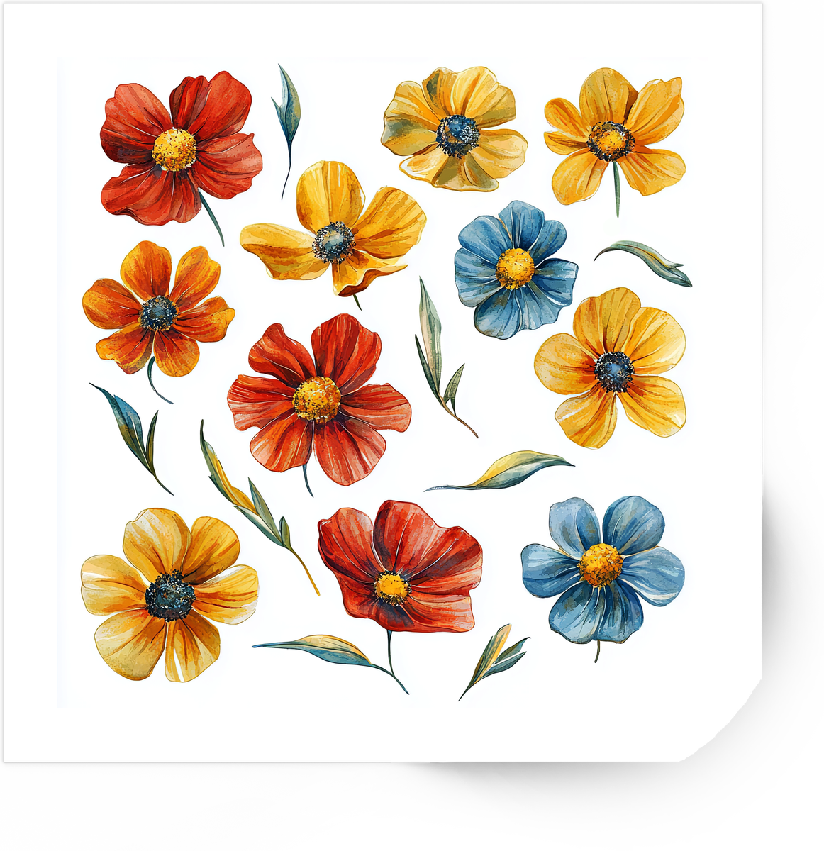 Watercolor Wildflowers Sticker | Colorful Mixed Blooms Vinyl Decal | Botanical Nature Gift
