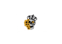 Thumbnail for Sunflower Skull Crown Throw Pillow | Gothic Floral Decorative Pillow | Boho Witchy Gift