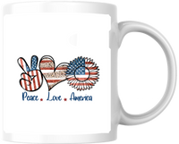 Thumbnail for Peace Love America Mug | Patriotic Sunflower Coffee Mug | 4th Of July Gift