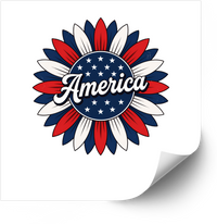 Thumbnail for America Sunflower Patriotic Sticker | Patriotic Floral Red White Blue Vinyl Decal