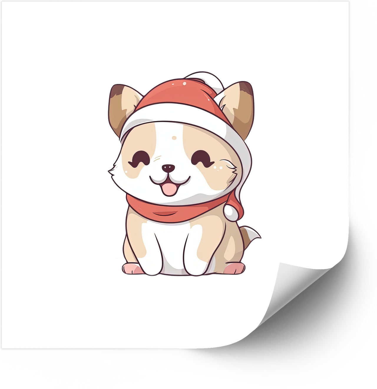 Christmas Corgi Winking Sticker | Kawaii Holiday Puppy Vinyl Decal