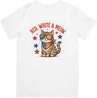 Thumbnail for Red White and Meow Cat T-Shirt | Patriotic Funny Cat Lover Graphic Tee | Fourth of July Gift