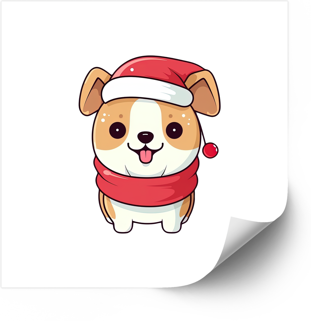 Christmas Puppy Santa Hat Sticker | Cute Holiday Dog Vinyl Decal