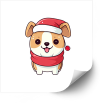 Thumbnail for Christmas Puppy Santa Hat Sticker | Cute Holiday Dog Vinyl Decal