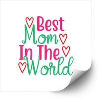Thumbnail for Best Mom In The World Sticker | Colorful Hearts Lettering Vinyl Decal | Mothers Day Gift