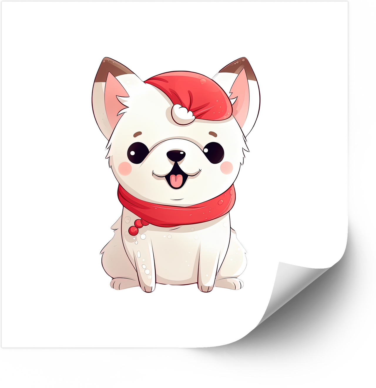 Christmas Husky Santa Sticker | Kawaii Holiday Puppy Vinyl Decal