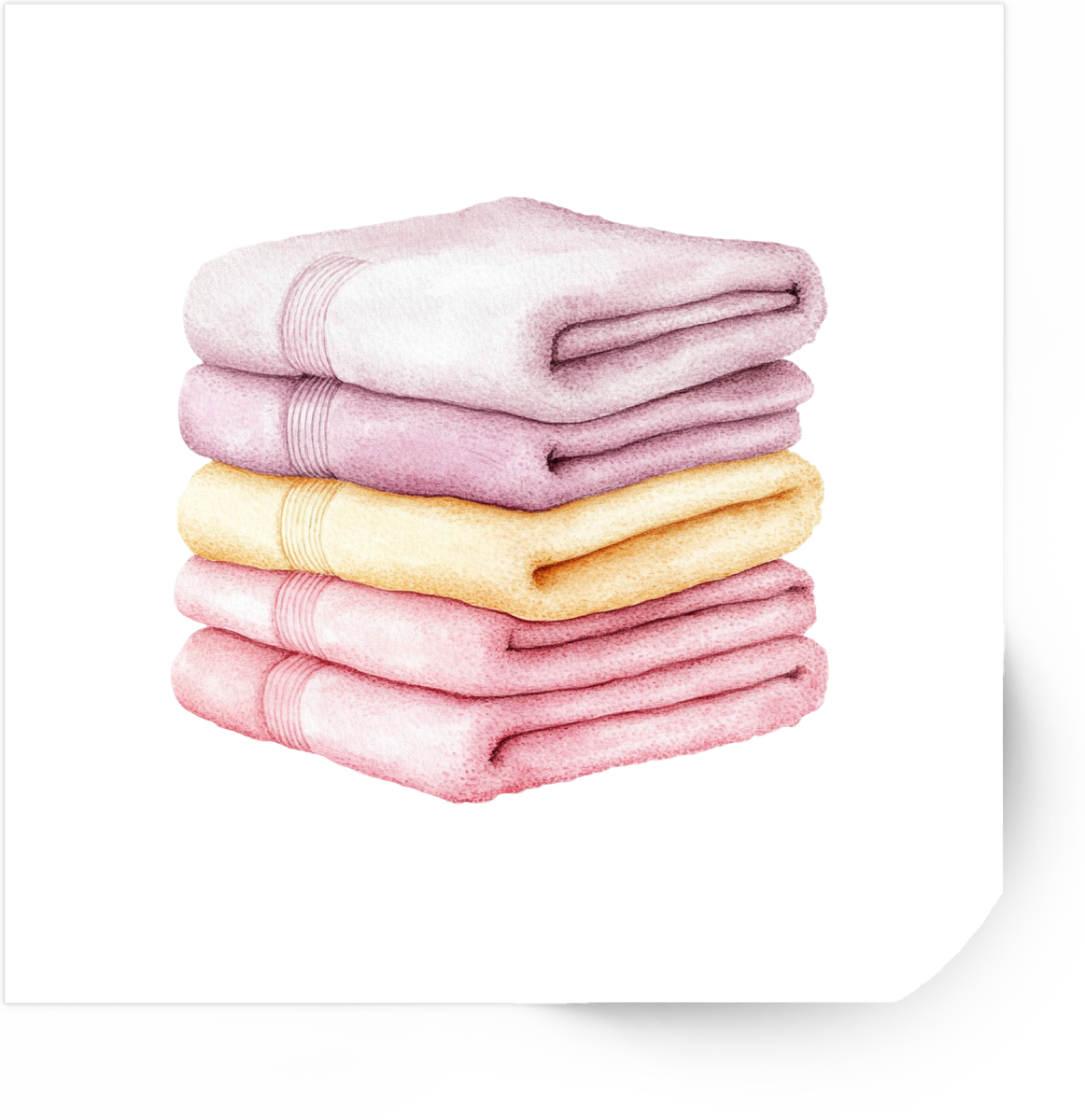 Stacked Towels Sticker | Watercolor Pastel Spa Linens Vinyl Decal | Bathroom Home Gift